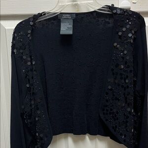 dressbarn Collection Black Knit Open Cardigan with Subtle Texture